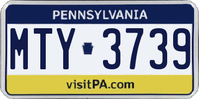PA license plate MTY3739