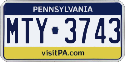 PA license plate MTY3743