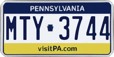 PA license plate MTY3744