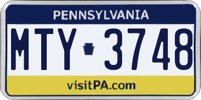 PA license plate MTY3748