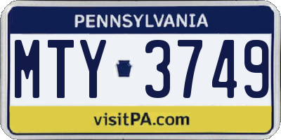 PA license plate MTY3749