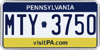 PA license plate MTY3750