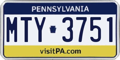 PA license plate MTY3751