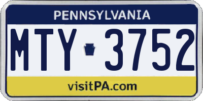 PA license plate MTY3752