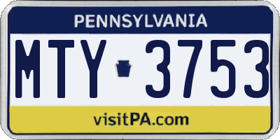 PA license plate MTY3753