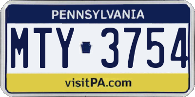 PA license plate MTY3754