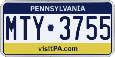 PA license plate MTY3755
