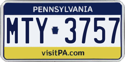PA license plate MTY3757