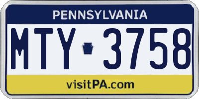 PA license plate MTY3758