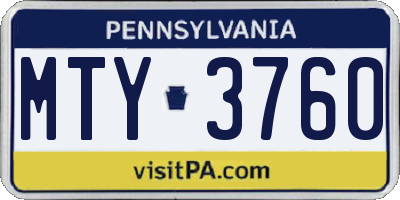PA license plate MTY3760