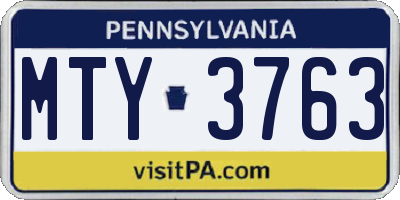 PA license plate MTY3763