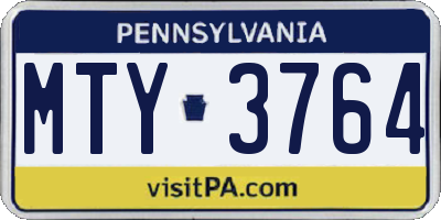 PA license plate MTY3764
