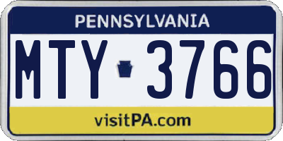 PA license plate MTY3766