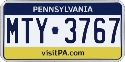 PA license plate MTY3767