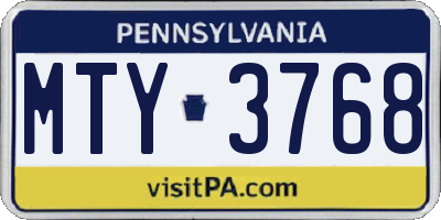 PA license plate MTY3768