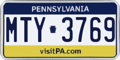 PA license plate MTY3769