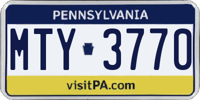 PA license plate MTY3770