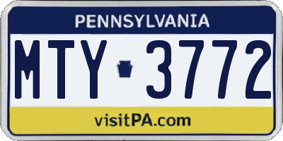 PA license plate MTY3772