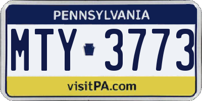 PA license plate MTY3773