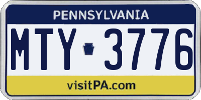PA license plate MTY3776