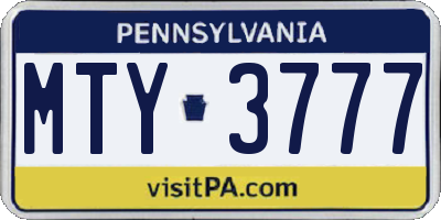 PA license plate MTY3777