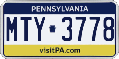 PA license plate MTY3778