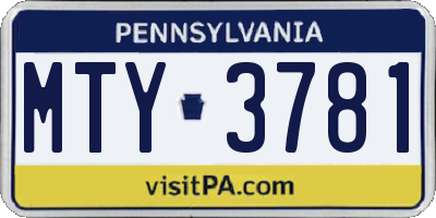 PA license plate MTY3781