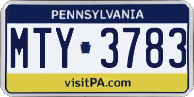 PA license plate MTY3783