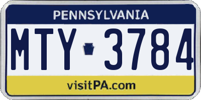 PA license plate MTY3784