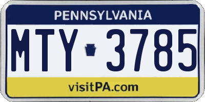 PA license plate MTY3785