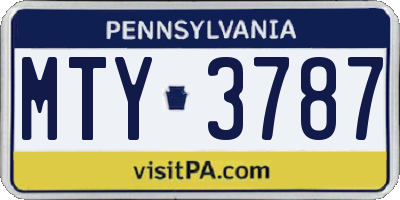 PA license plate MTY3787