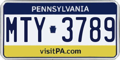 PA license plate MTY3789