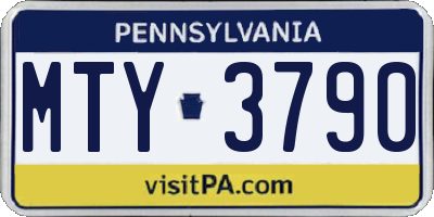 PA license plate MTY3790