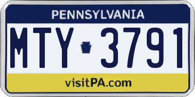 PA license plate MTY3791