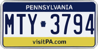 PA license plate MTY3794