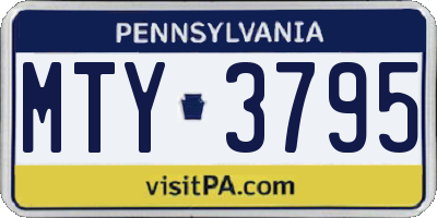 PA license plate MTY3795