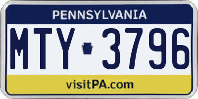 PA license plate MTY3796