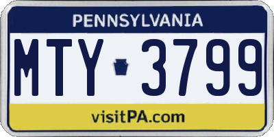 PA license plate MTY3799