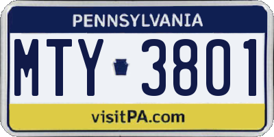 PA license plate MTY3801