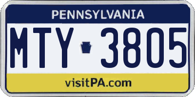 PA license plate MTY3805