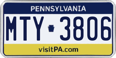 PA license plate MTY3806