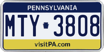 PA license plate MTY3808