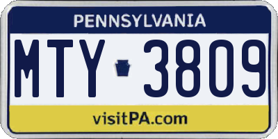 PA license plate MTY3809