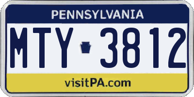 PA license plate MTY3812