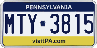 PA license plate MTY3815