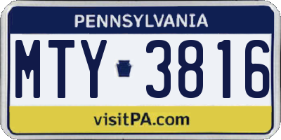 PA license plate MTY3816