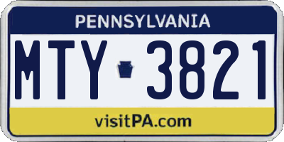 PA license plate MTY3821