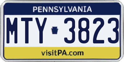 PA license plate MTY3823