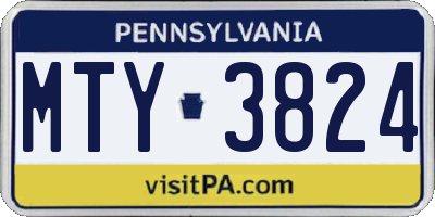 PA license plate MTY3824