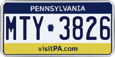 PA license plate MTY3826
